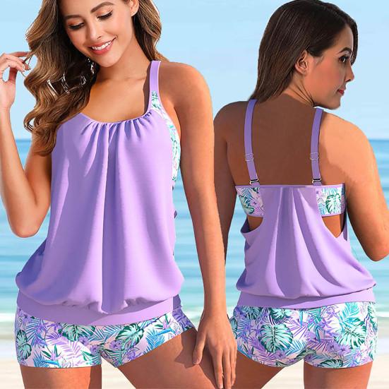 2 шт./компл. стильный пляжный комплект бикини с U-образным вырезом для плавания, дышащий быстросохнущий пляжный топ, шорты, комплект одежды для водного спорта