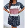 Plus Size Women Casual Dress Summer Comfortable Short Sleeve Simple Female Gradient Holiday Street Dress