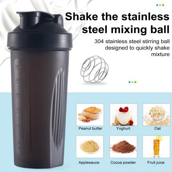 600 мл бутылка для протеинового шейкера с шариком из нержавеющей стали, точные весы, портативная чашка для воды для смешивания воды для фитнеса, пластиковый миксер, бутылка-блендер, подарок на день рождения