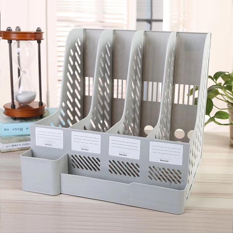 Four-Tier Plastic File Holder & Desktop Storage Organizer.