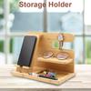 Phone Holder Stable Multifunctional Wooden Phone Organizer Key Wallet Watch Storage Shelf for Bedside Table