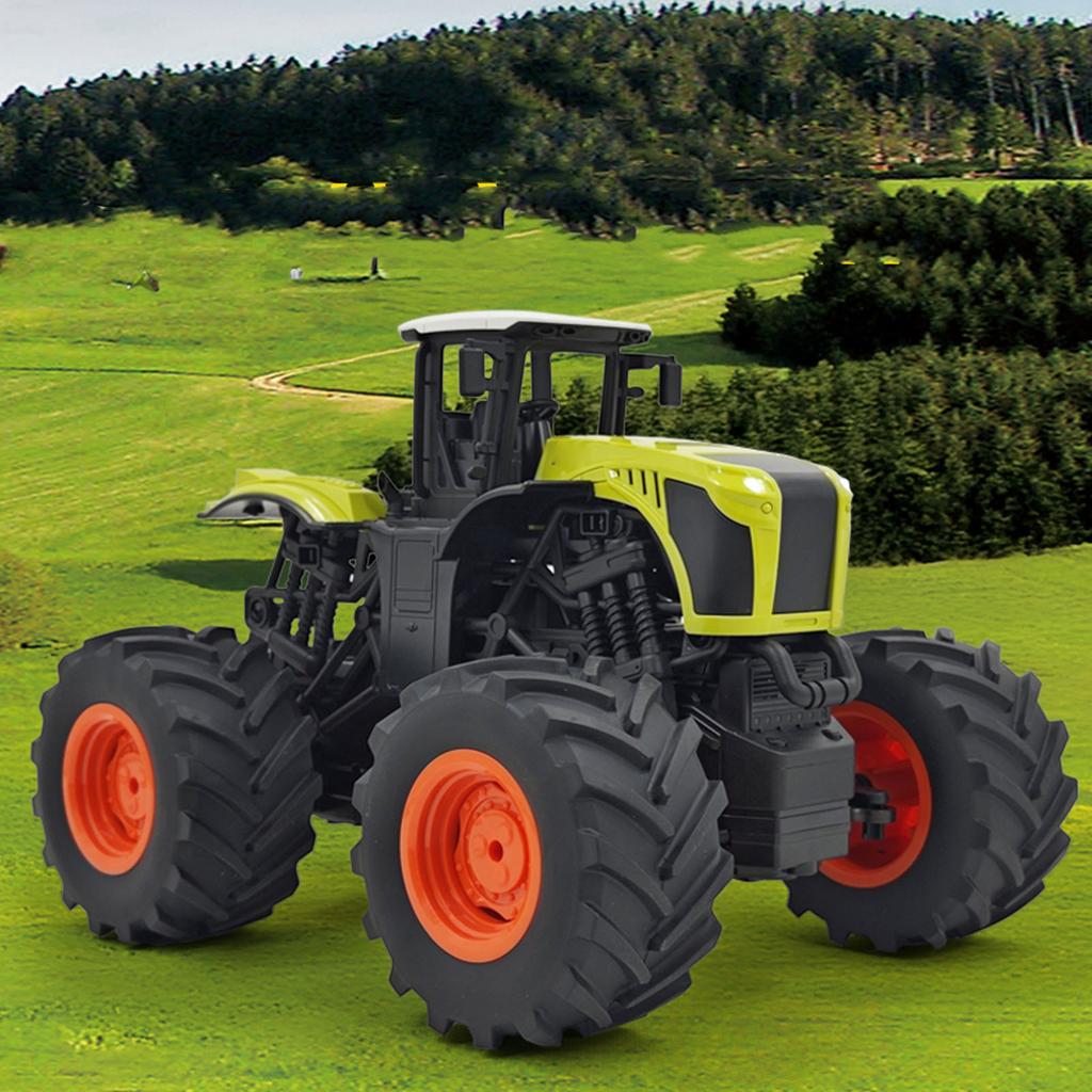 2.4Ghz Remote Control Tractor Toy Rechargeable Farm Toy Tractor with Light TPR Tires for Toddlers