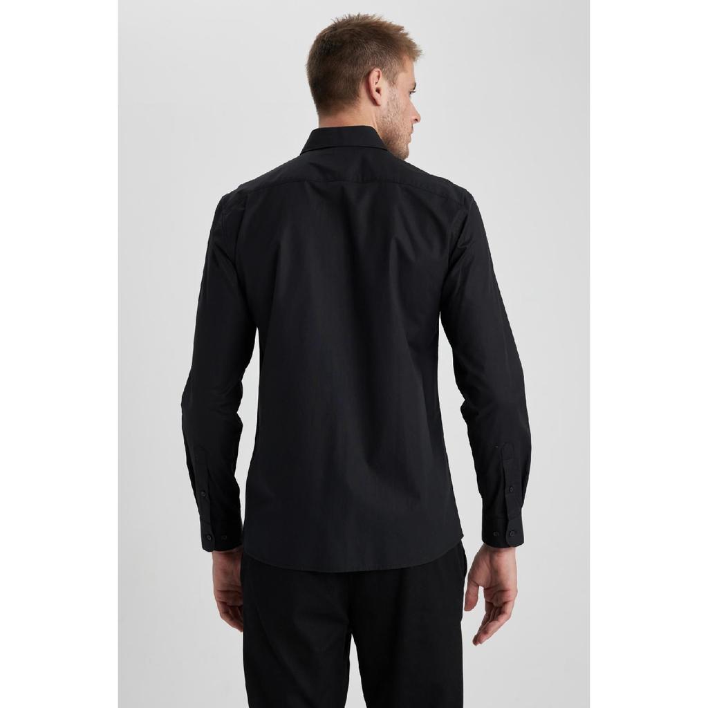 Рубашка Slim Fit с итальянским воротником и длинными рукавами без глажки