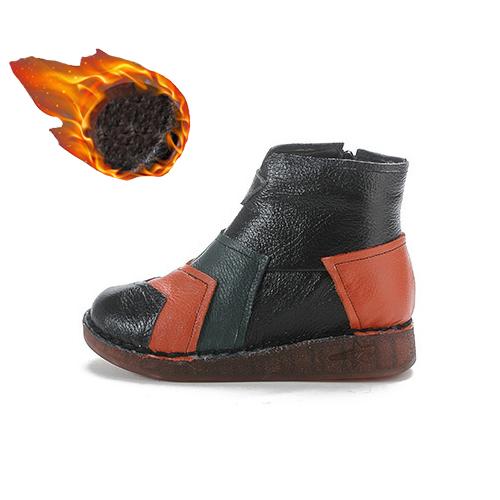 Женская обувь в стиле ретро для женщин 2024 года, осенне-зимние заплатанные ботильоны из коровьей кожи высшего качества, роскошные ботильоны