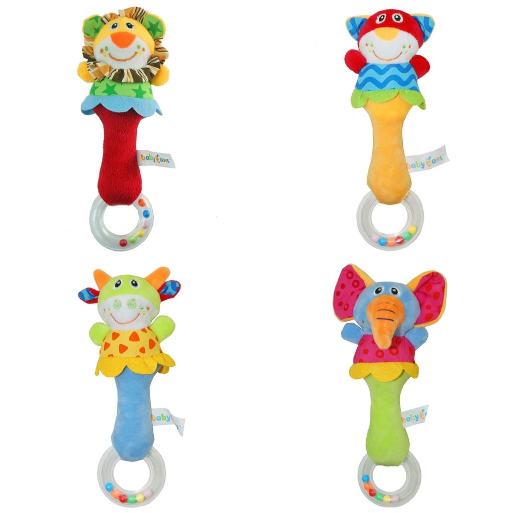 Babyfans Плюшевая игрушка-погремушка с разноцветными бусинами, идеально подходящая для сенсорного развития, координации рук и глаз и интерактивной игры