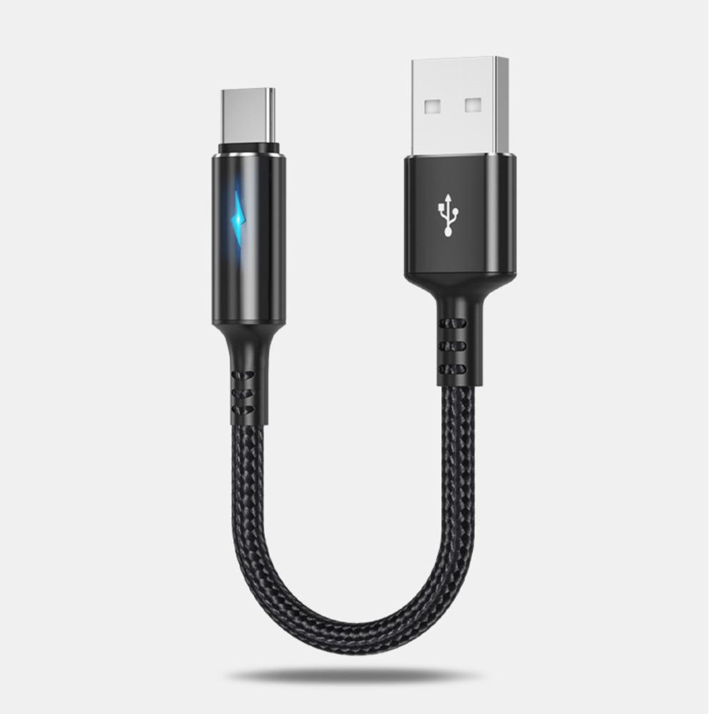 FONKEN Короткий USB-кабель для зарядки 25 см. Кабель Micro USB Type C для iPhone Huawei Android 2.4A. Кабель для зарядки аккумулятора с быстрой зарядкой и световым индикатором.
