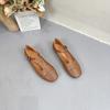Johnature Genuine Leather Casual Flat Shoes Round Toe Soft Sole Buckle Strap Versatile Cowhide Women's Shoes