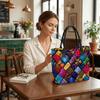  Colorful Geometric Tote Bag Large Capacity Fashion Canvas Shoulder Handbag for Daily Shopping Travel Use 