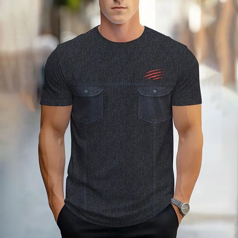 Летняя новая мужская футболка, модная, простая, градиентная, 3D-печать, топы с короткими рукавами, мужская дышащая одежда с круглым вырезом и короткими рукавами