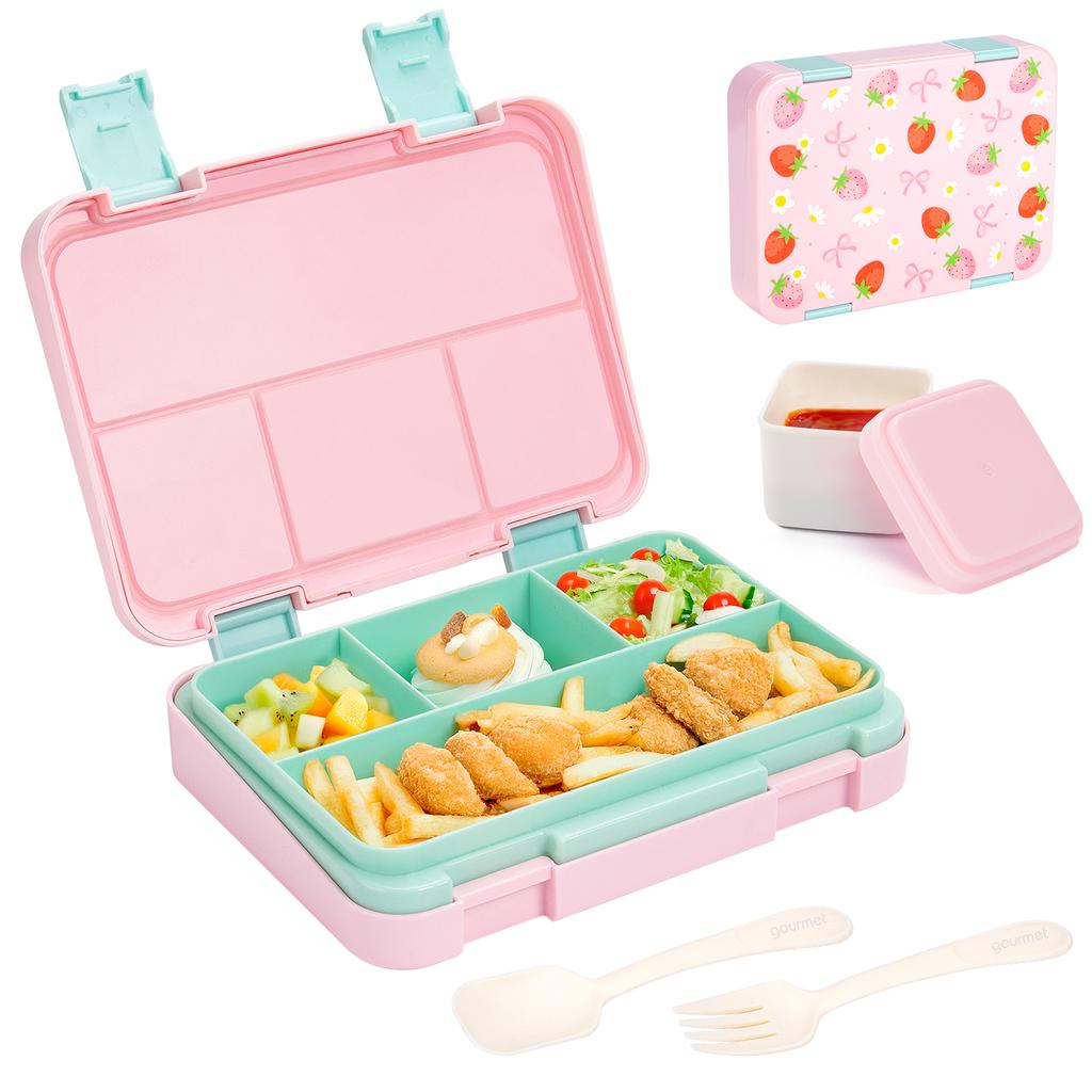 40oz Cartoon Pattern Bento Lunch Box Set Leak Proof Removable Dividers Meal Container for School Office Picnic Food Snack Prep