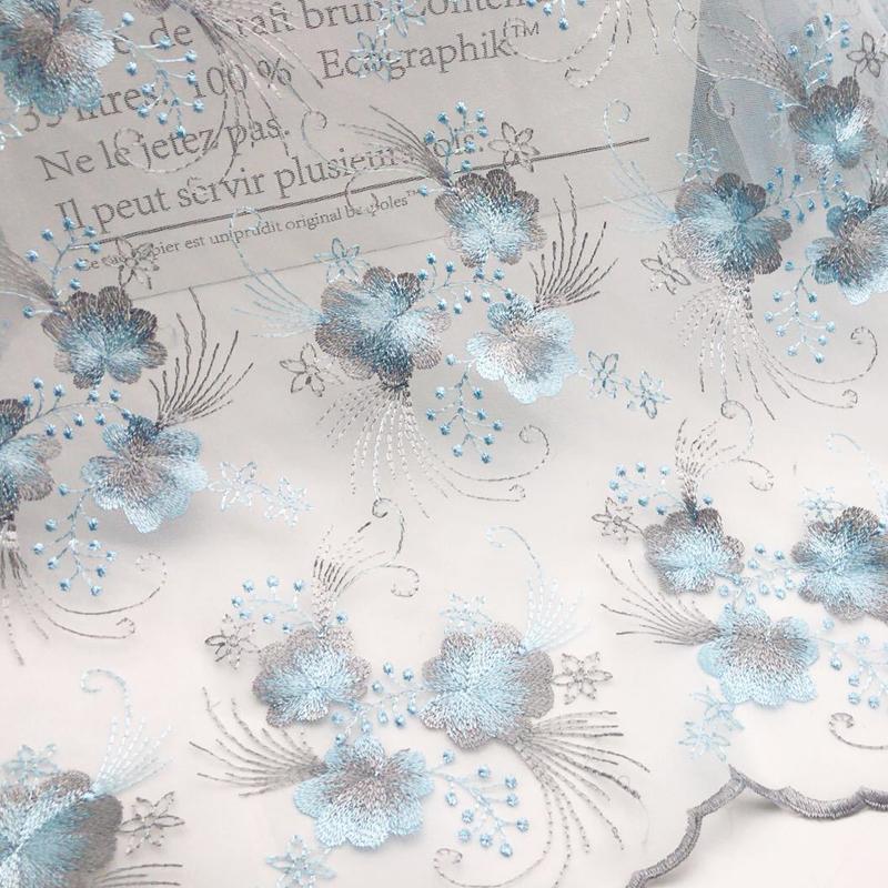 100x130 см шикарная сетчатая вышитая ткань кружево тюль цветочная вышитая ткань для шитья юбок платье ханьфу занавески DIY аксессуары