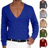 Men's Autumn Casual V-Neck Solid Color Tops Long Sleeve T-Shirts
