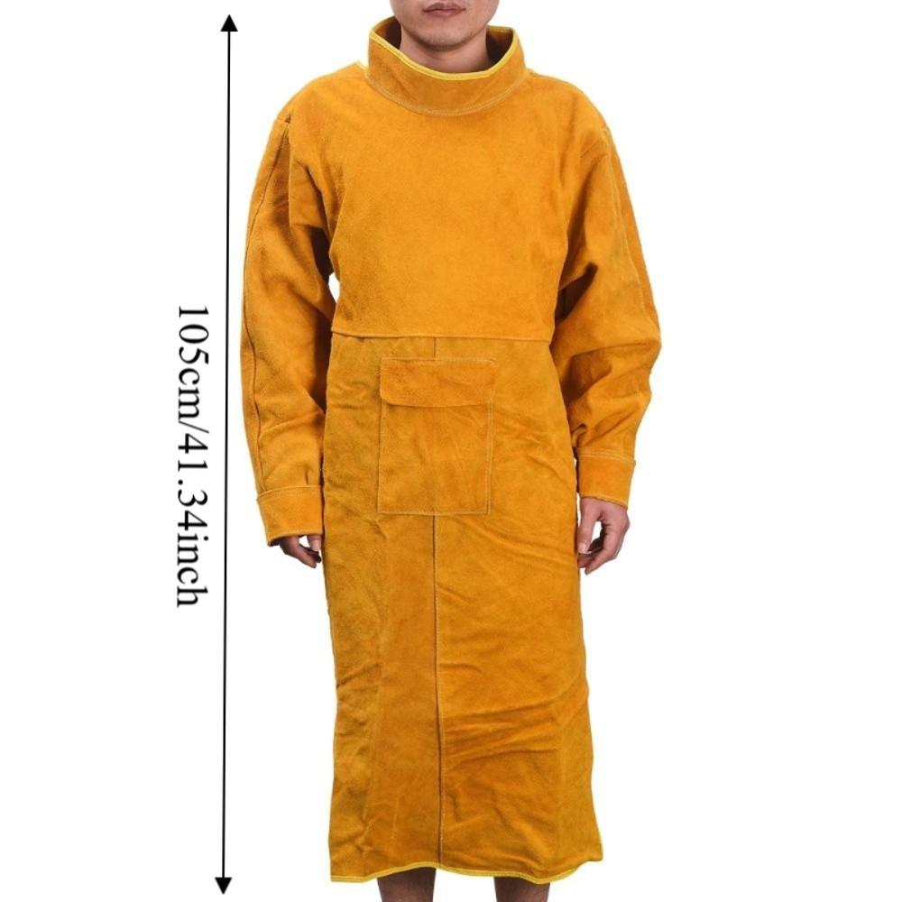 Cowhide Leather Welding Work Clothes Long Sleeve Welding Apron Durable Welding Suit Safety Gear