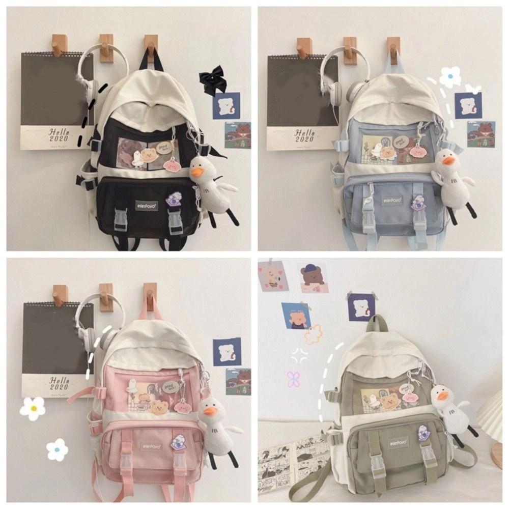 Nylon Canvas Schoolbag College Style School Bag Simple Large Capacity Backpack Girl