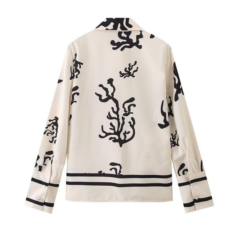 Fashion Style 2024 Spring/Summer New Arrival Female Fashion Dignified Sense of Design Easiest for Match Slim Looking Positioning Print Shirt Outfit
