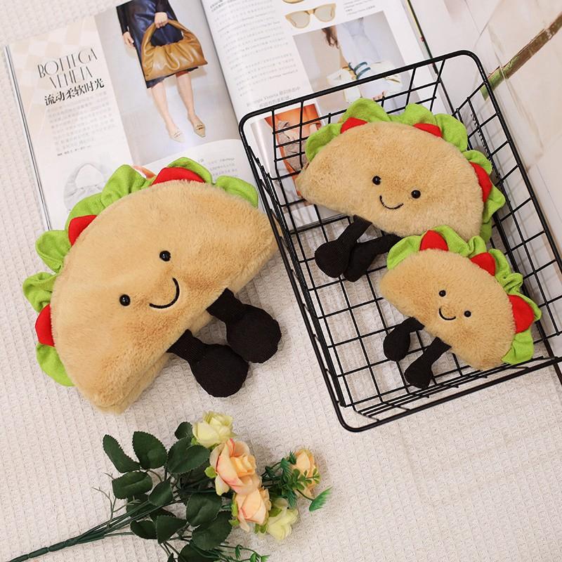 Cute Taco Plush Toy Keychain Backpack Charm Claw Machine Stuffed Animal Soft Hanging Ornament Gift