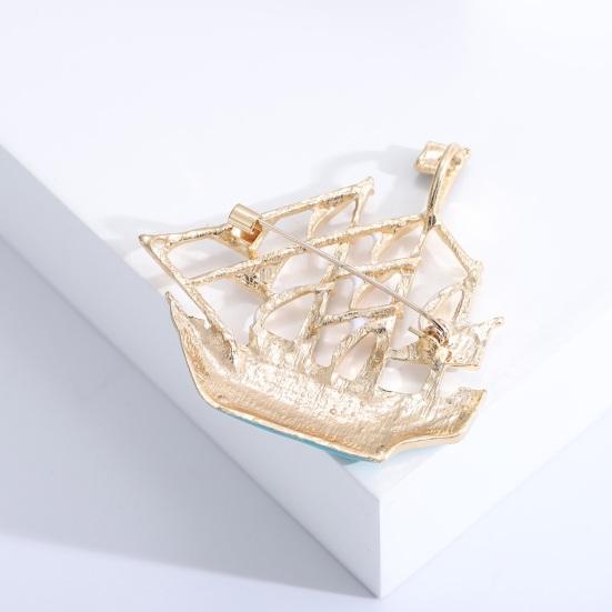 Pirate Boat Brooch Steam Boat Sailboat Shape Good Detail Stainless Exquisite Coat Collar