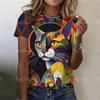 Летний топ с круглым вырезом и принтом 3D Cat, модные повседневные женские футболки с короткими рукавами