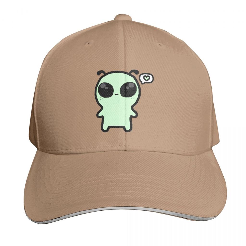 Cute green alien Baseball Cap Cotton Twill Breathable Contrast Two Tone Brim Snapback Flat Bill