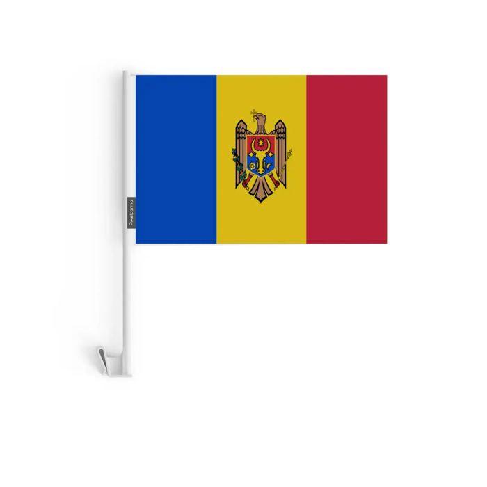Drapeau Voiture - Moldavie - 14 X 21 Cm - 20 Pièces - Polyester - Impression Recto/verso