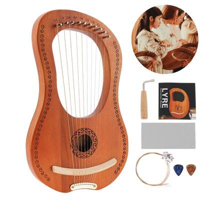 10-струнная лира-арфа из цельного красного дерева, резьба по дереву, оленей с настройкой, молоток, струнный инструмент