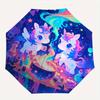 1pc Magic Potion Two Unicorns Cartoon Umbrella, Portable 3-Fold Compact Umbrella, Suitable for Camping, Hiking and Travel, Ideal Easter Birthday