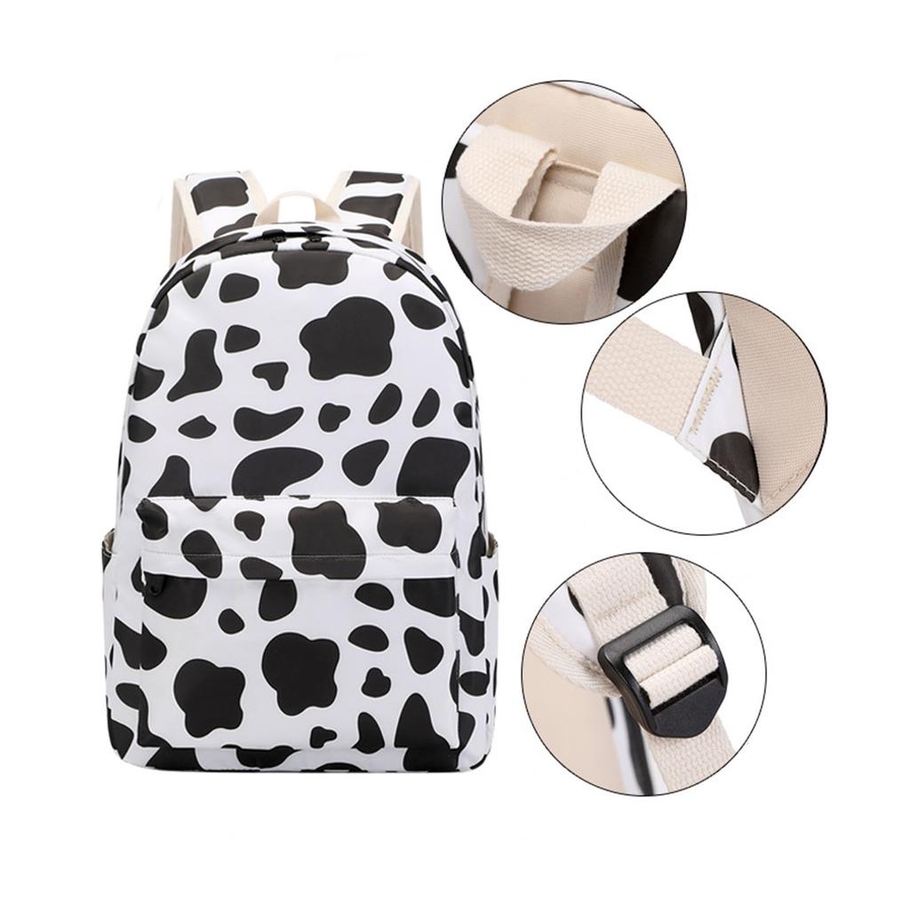 Cute Cow Print School Backpack for Girl Boy Teens Bookbag Set Laptop Daypack Lunch Tote Pencil Bag Schoolbag