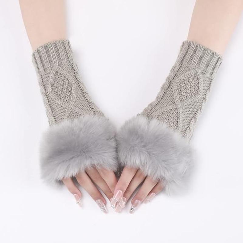 Утеплители для рук, перчатки без пальцев с отверстием для большого пальца, вязаные варежки, зимний подарок, теплые перчатки для женщин