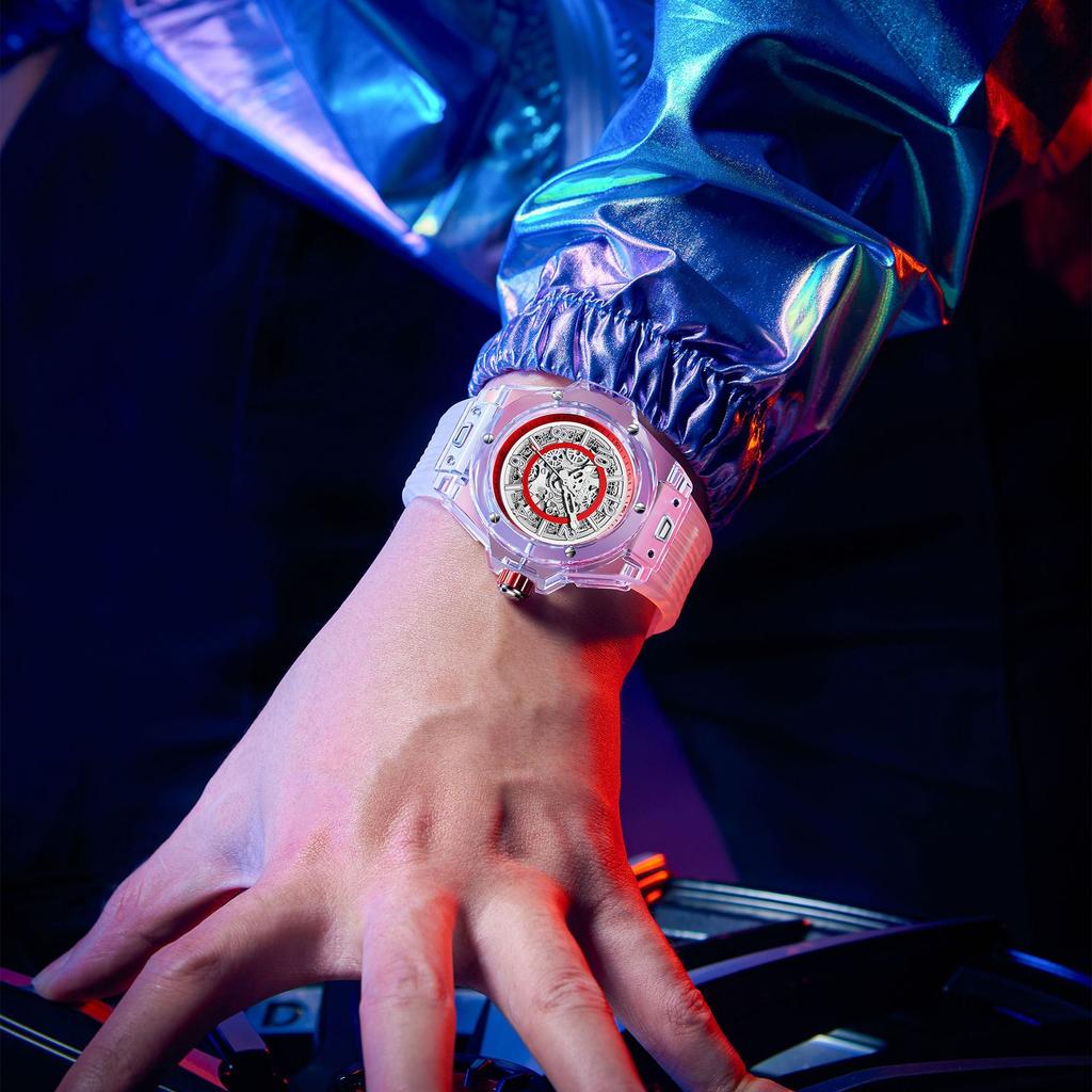 Fashion Hollow Mechanical Watch for Men Waterproof Transparent Shell Student Watch for Men