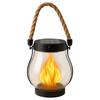 Solar Lantern Outdoor Light with Dancing Flame Effect and Hemp Rope Hanger