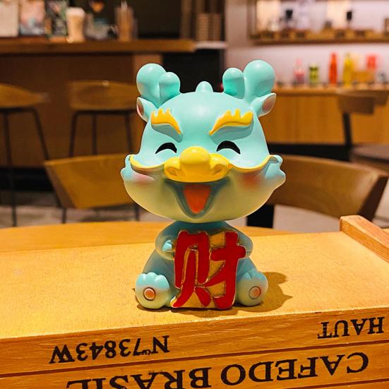 2024 талисман Lucky Dragon, фигурка с покачивающей головой, украшение для приборной панели автомобиля, китайский зодиакальный дракон