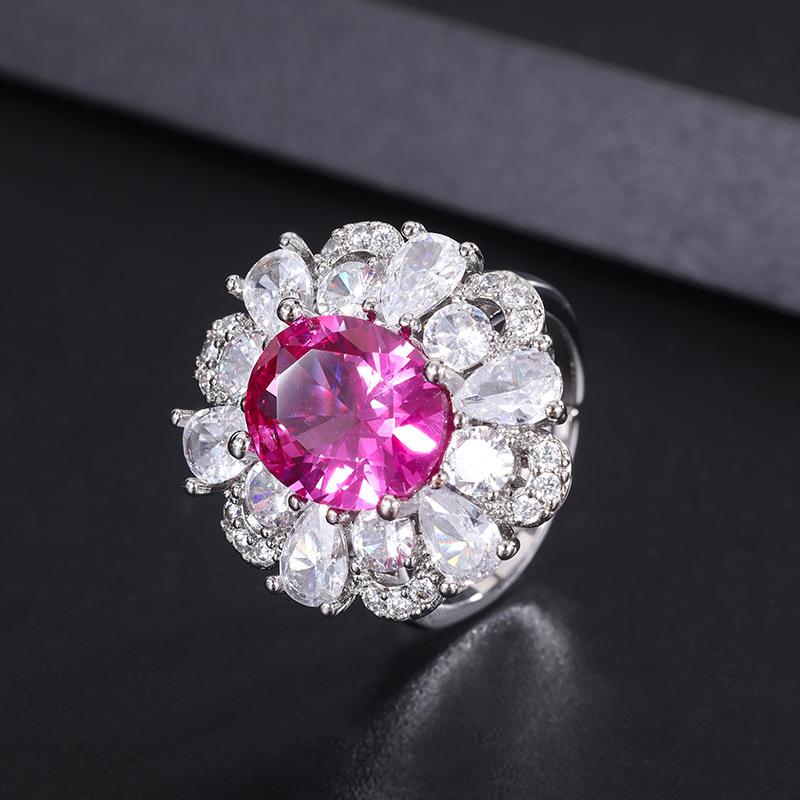 Красный корунд банкетный кулон имитация рубина кольцо женский дамский драгоценный камень комплект ювелирных изделий