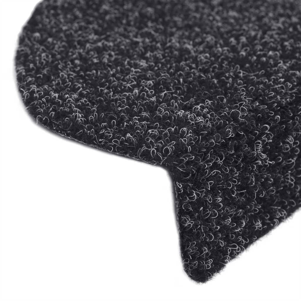 vidaXL Stufenmatten Selbstklebend 15 Stk. 65x21x4 cm Schwarz Halbrund Groß
