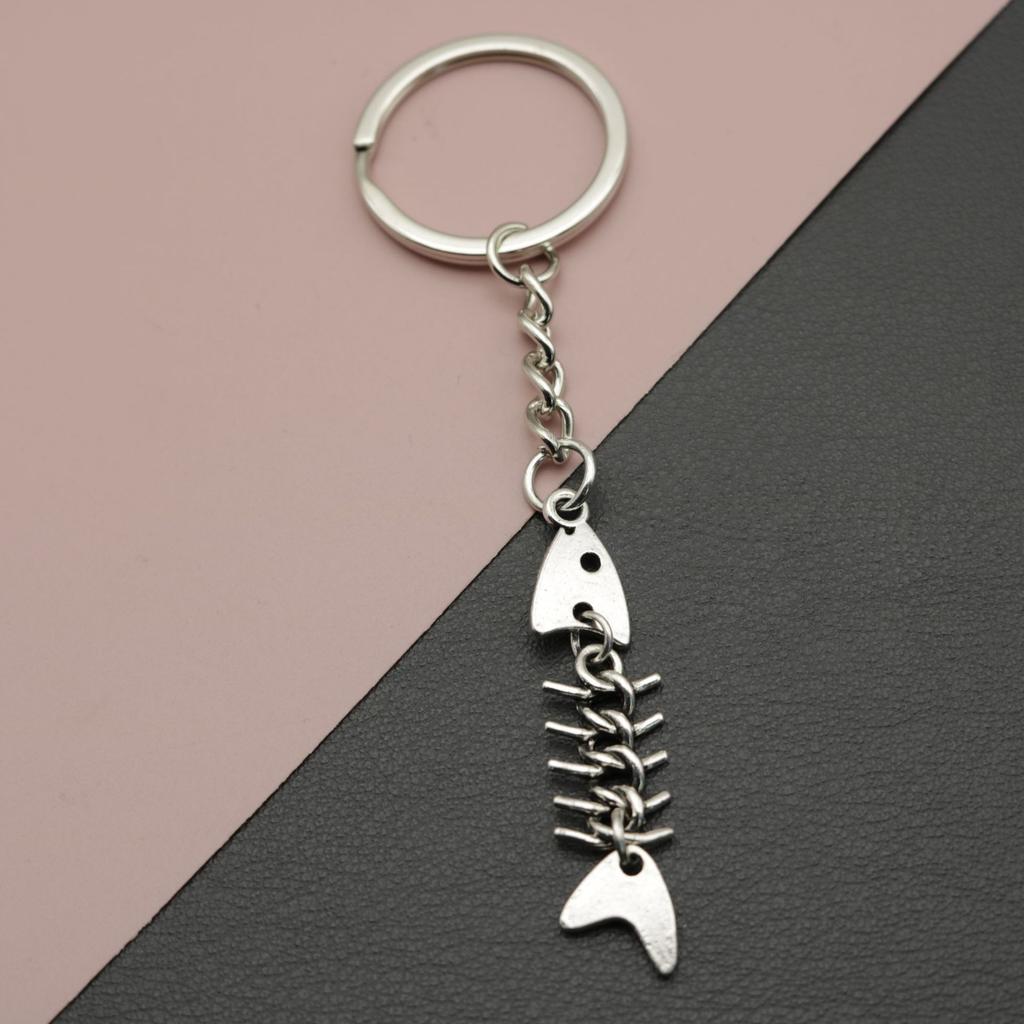 Minimalist Fishbone Keychain Pendant