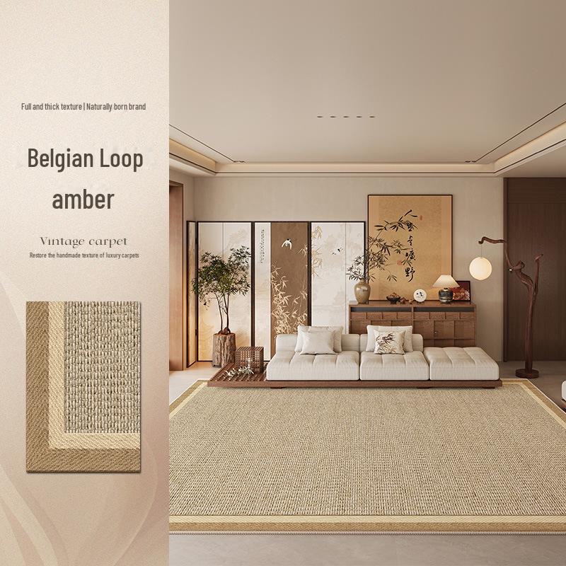 2025 Современный ковер для гостиной в китайском стиле - грязеотталкивающий, легкий в уходе, водонепроницаемый, противообрастающий, утолщенный для журнального столика/дивана