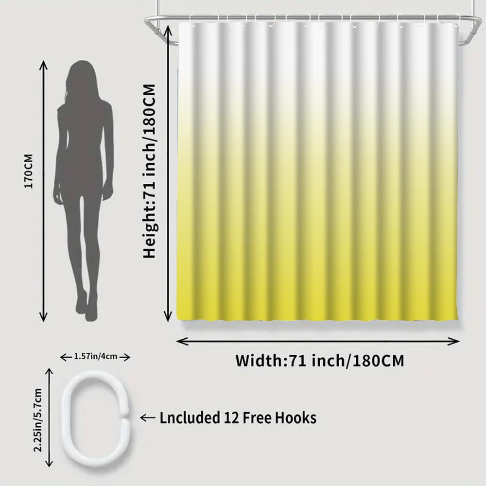 1/4 Градиент Геометрия шторы для душа, Украшение сиденья унитаза, Штора для душа с ковриком и крышкой унитаза, 12 крючков 70,8x70,8 дюйма