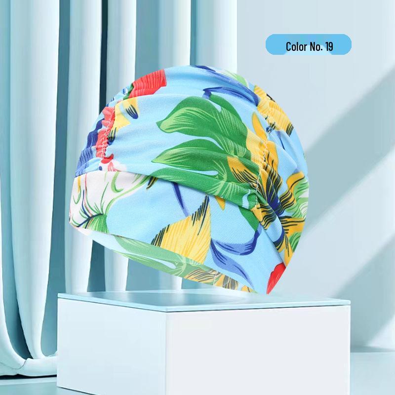 Женская купальная шапочка большого размера с цветочным плиссе - Неплотная посадка, однотонная, модный тканевый дизайн