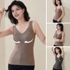 Winter Women Thermal Vest with Chest Pads Seamless Lace V Neck Fast Temperature Lock Heating Slim Fit Elastic Sleeveless Inner Wear Bottoming Tank Top