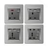 Universal Wall Light Switch Brushed Stainless Steel Panel,UK Type-c 18W Quick Charging Socket 220V Double USB Electrical Outlet