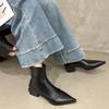 Women's Pointed Toe Chunky Mid Heel Fashion Boots Fashion Short Boots Women's Sleeve Hundred Women's Boots