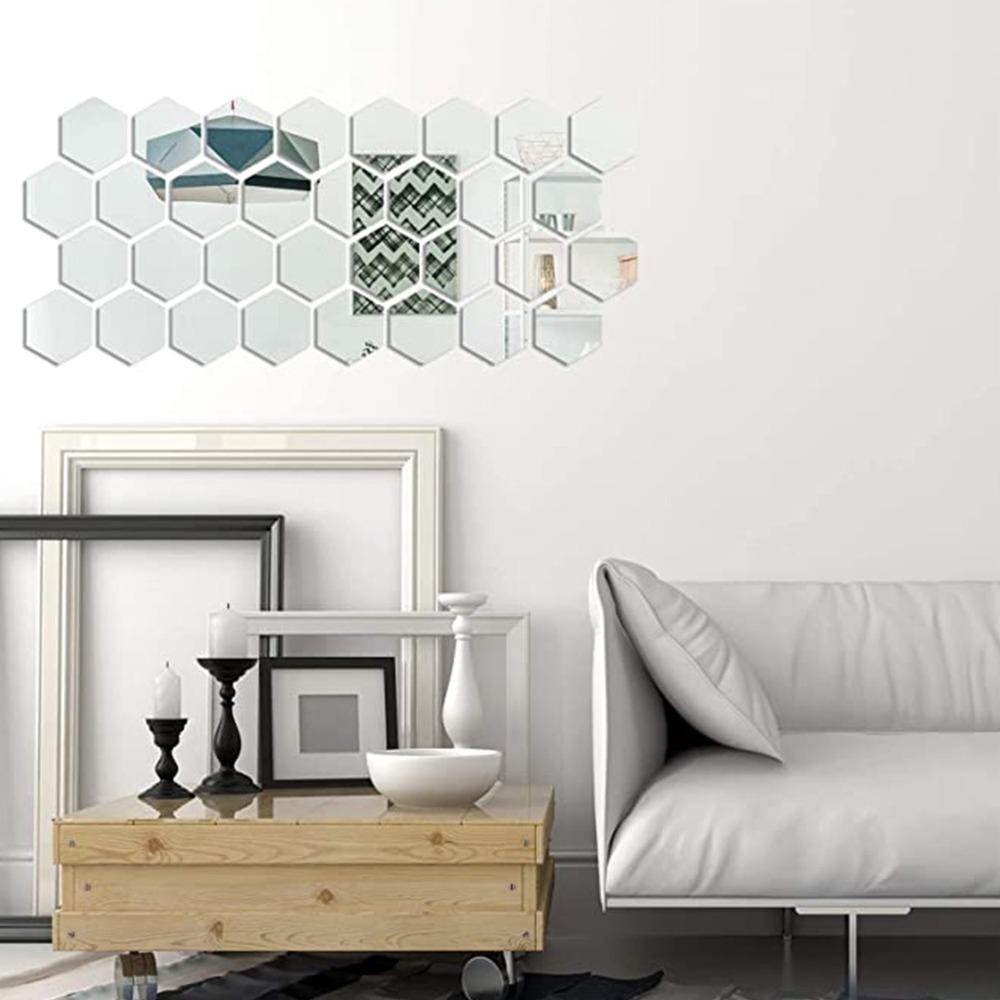 12pcs with Protective Film Acrylic Mirror Decal Acrylic Self-adhesive Mirror Tile Kitchen