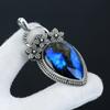 Natural Blue Labradorite Gemstone Silver Pendant In 925 Sterling Silver- Handmade Flower Design, Everyday Wear Jewelry, Unique Pendant Engagement Gift