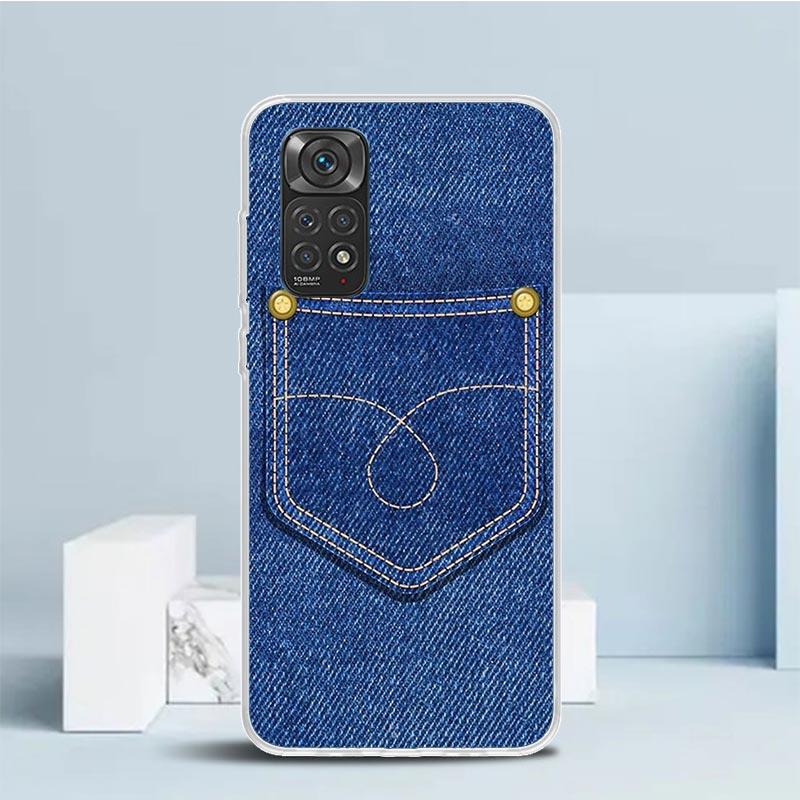 Джинсовый Ковбойский Деним Принт Чехол для Телефона Для Xiaomi Redmi Note 15 14 14S 13 12S 12 Pro Plus 11S 11 11T 11E 10S 10 + Мягкий ТПУ Задняя Сторона C
