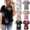 Elegant Summer Women Blouse Floral Print Short Sleeve Loose Casual T-shirt Tops