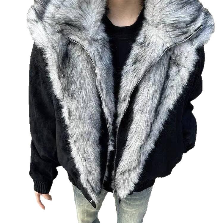 Осенне-зимняя американская горная куртка-орел с воротником из искусственного меха - Унисекс, свободный крой, дизайн 2-в-1