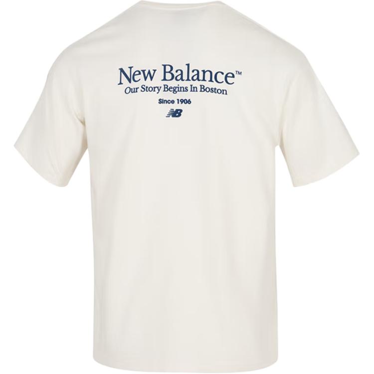 New Balance T Shirts Men's Ivory White Crew Neck Moderate Straight Fit NEF21351-IV