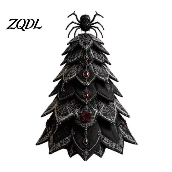 Handmade Sewing Crafts Halloween Quilted Fabric Tree Kit, Witch Cat Spider DIY Festive Desktop Displays 3D Padded Craft Project for Quilting