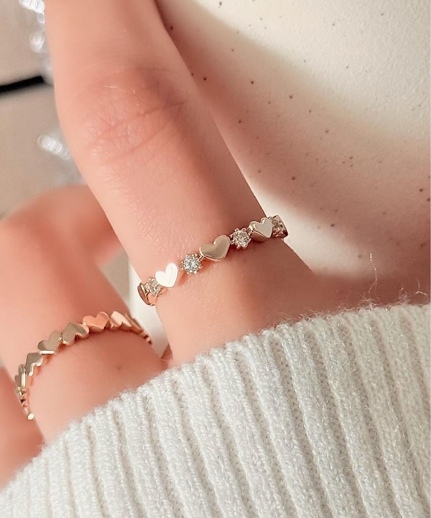 Judien 10K 14K 18K Hachu Heart Cubic Ring