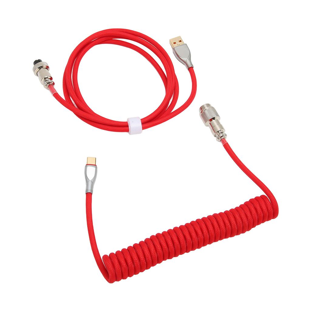 Mechanical Keyboard Cable Double Sleeve Custom Coiled with Detachable Metal Aviation USB C To USB A