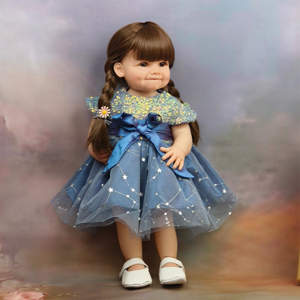 22 Inch Simulation Dolls Princess Dress Reborn Doll Soft Vinyl Washable DIY Hairstyles For Children's Christmas Gifts
